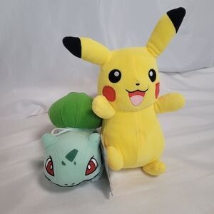 Pokemon Pikachu & Bulbasaur Plush Stuffed Toy Lot